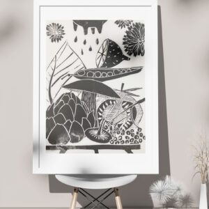 Linolschnitt Die Saison